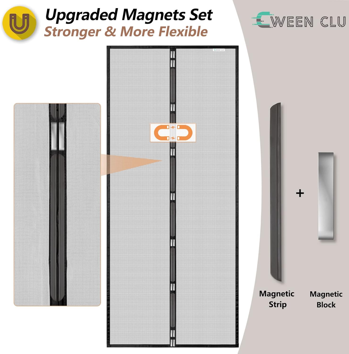 Thumbnail 3 de CWEEN CLU magnetische Fliegengitter-Tür für Balkontür, 85×205 cm, schwarz – bohrfrei