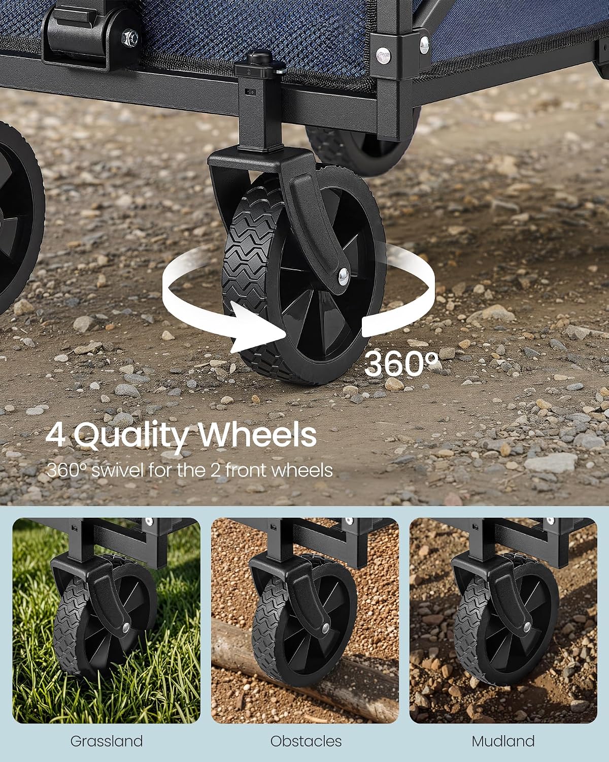 Detalle de SONGMICS UGFW909QE01 Folding Wagon, 90 L, 180 kg Capacity, Midnight Blue
