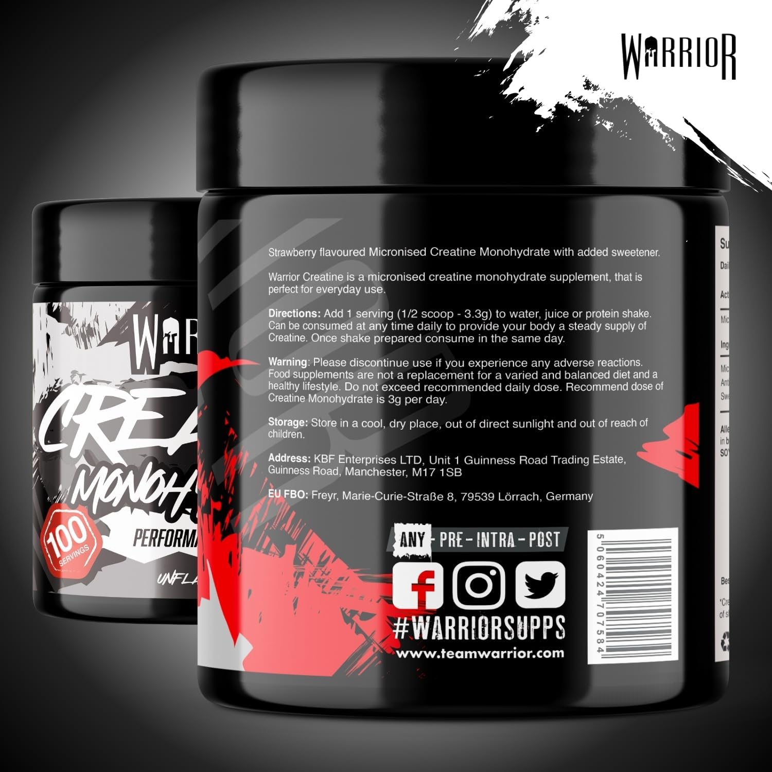 Thumbnail 1 de Warrior Creatine Monohydrate Powder 300g – Pure, Unflavoured Micronised Creatine for Strength and Recovery