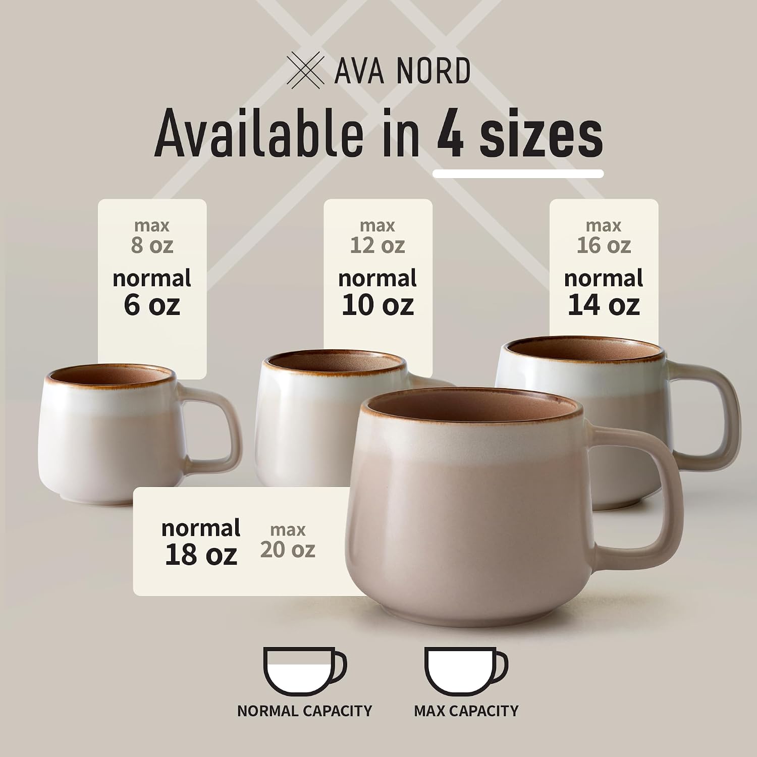 Detalle 1 de Ava Nord Stoneware Coffee Mugs 12 oz