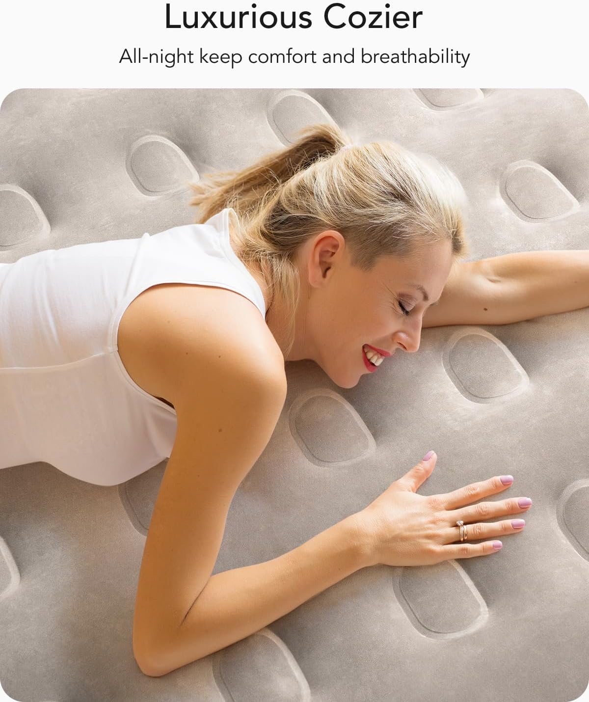 Detalle 2 de iDOO R-M001-GY Twin Air Mattress with Built-in Pump and Flocked Top