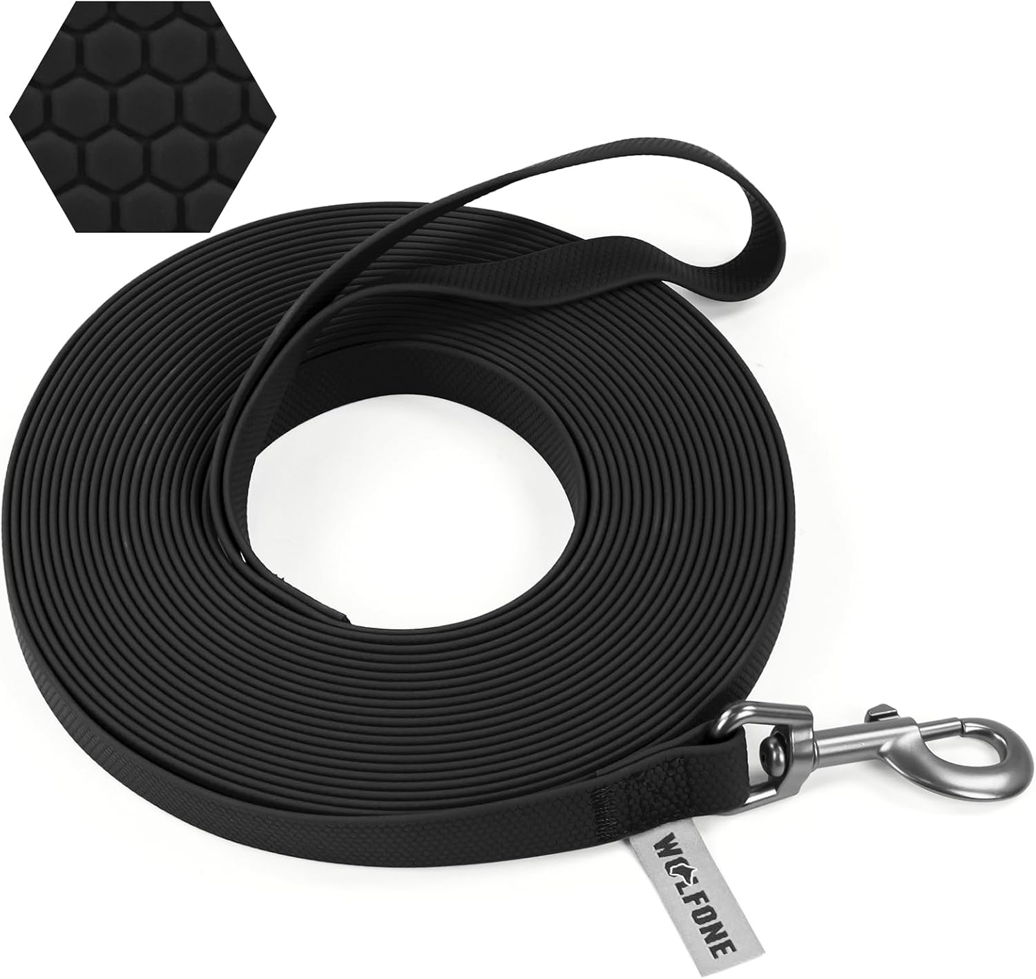 Detalle de Wolfone Schleppleine 15 m Schwarz für Hunde