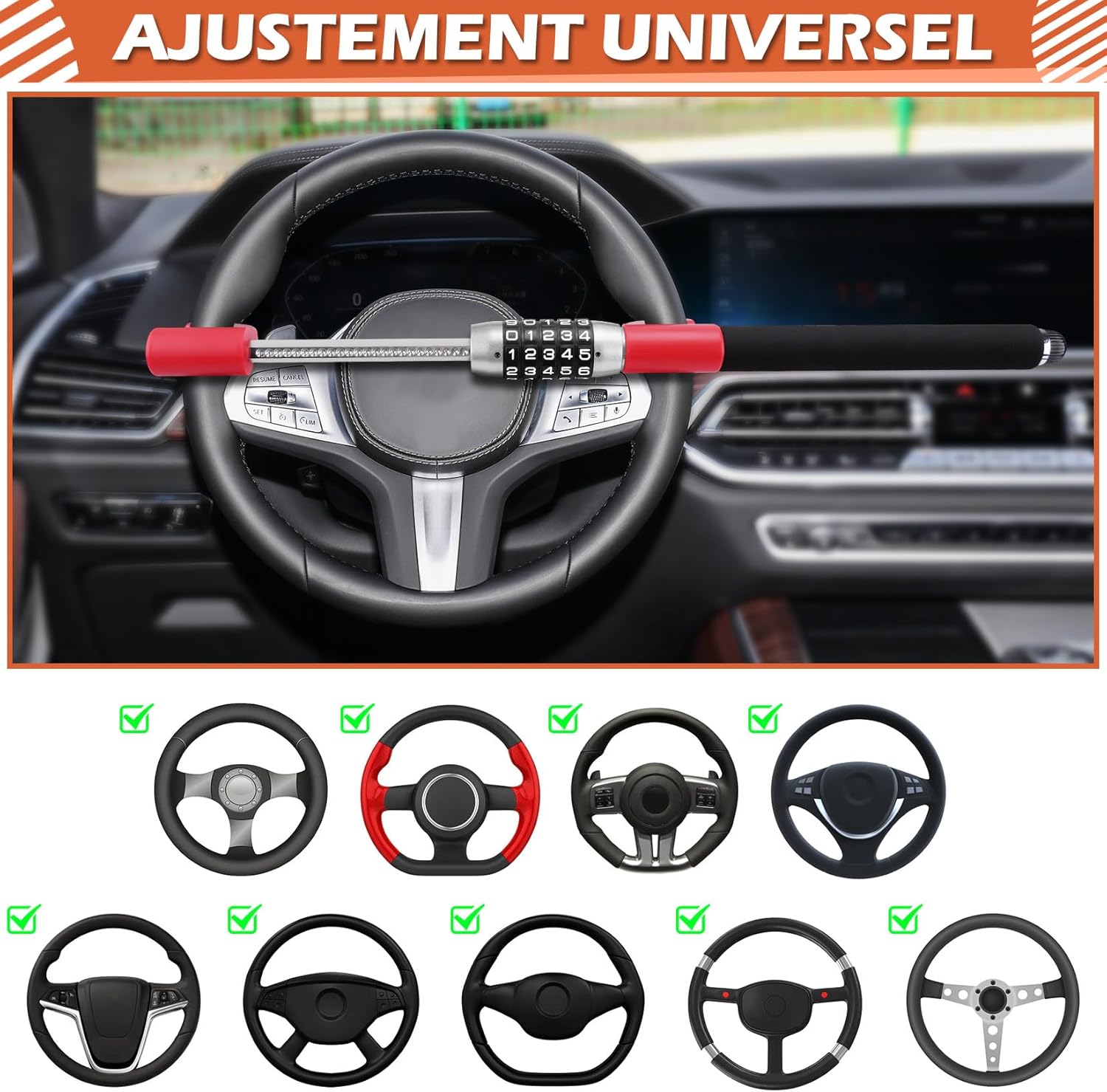 Thumbnail 5 de Tevlaphee Antivol Voiture Barre