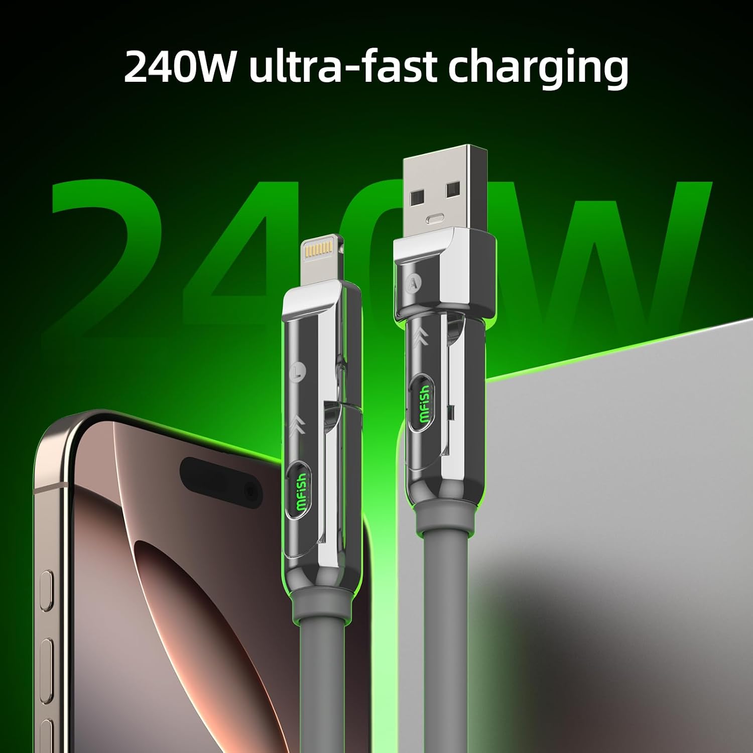Detalle 2 de MFish 4-in-1 Fast Charging Cable 240W