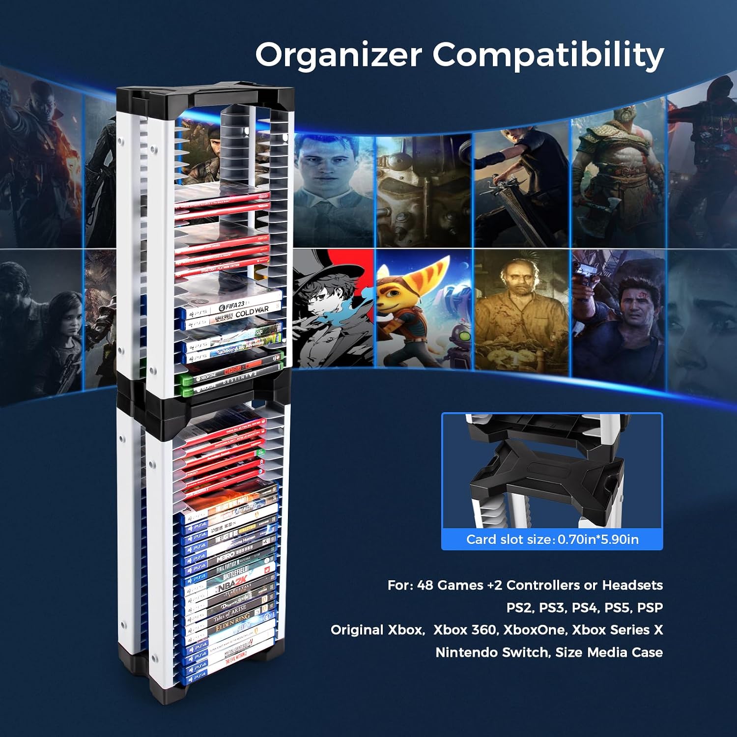 Detalle 2 de ASFSKY Video Game Storage Tower 46-Game
