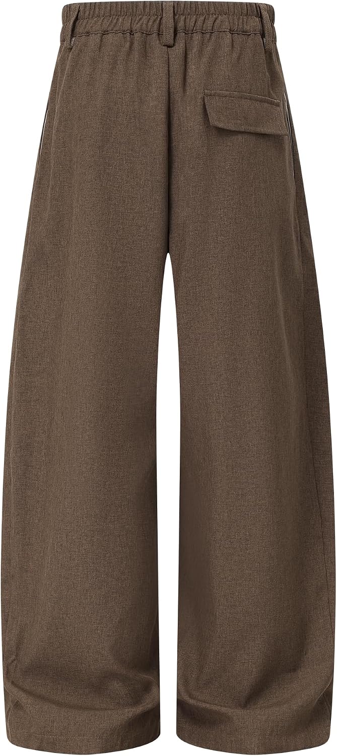 Detalle de Aelfric Eden Wide Leg Dress Pants, Pleated Unisex Trousers with Button Front