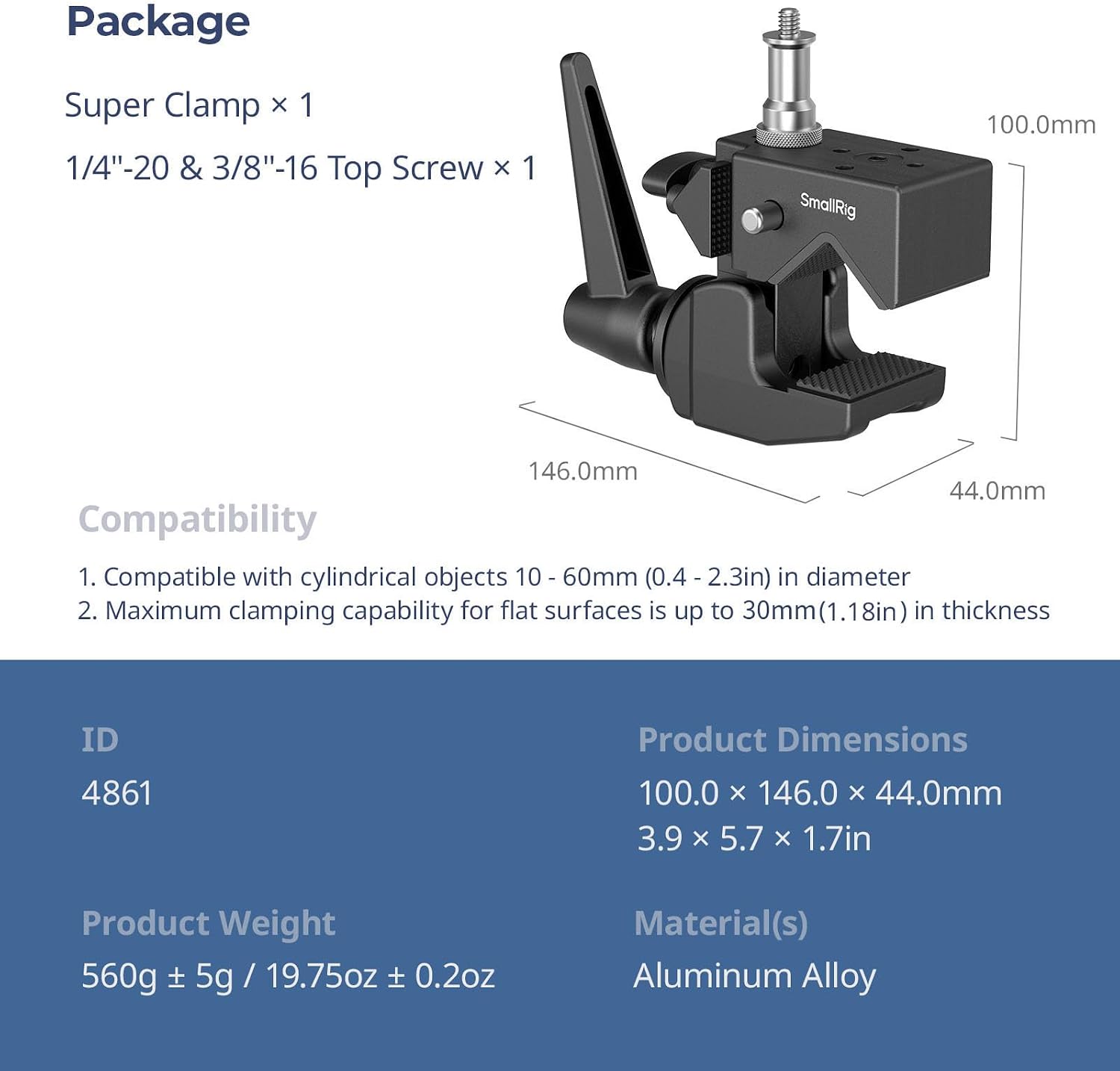 Thumbnail 6 de SMALLRIG Super Clamp 15 kg Super-Klemmsatz