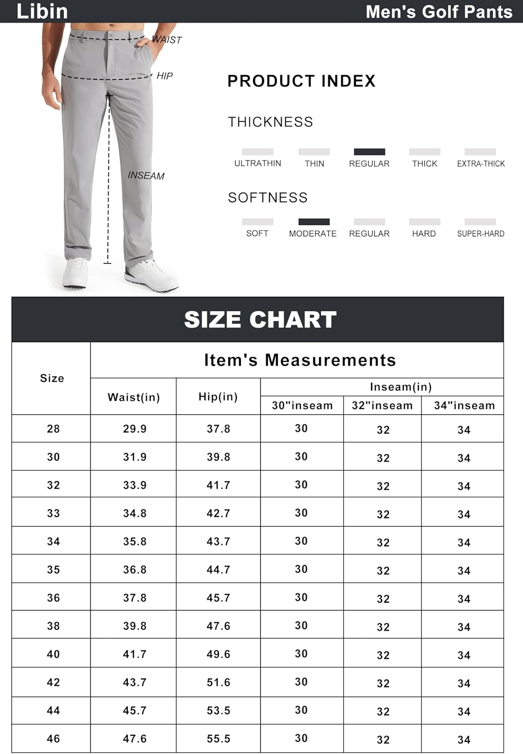 Thumbnail 6 de Libin LBGPF-S-SB Men's Golf Pants, Quick-Dry Stretch, Lightweight