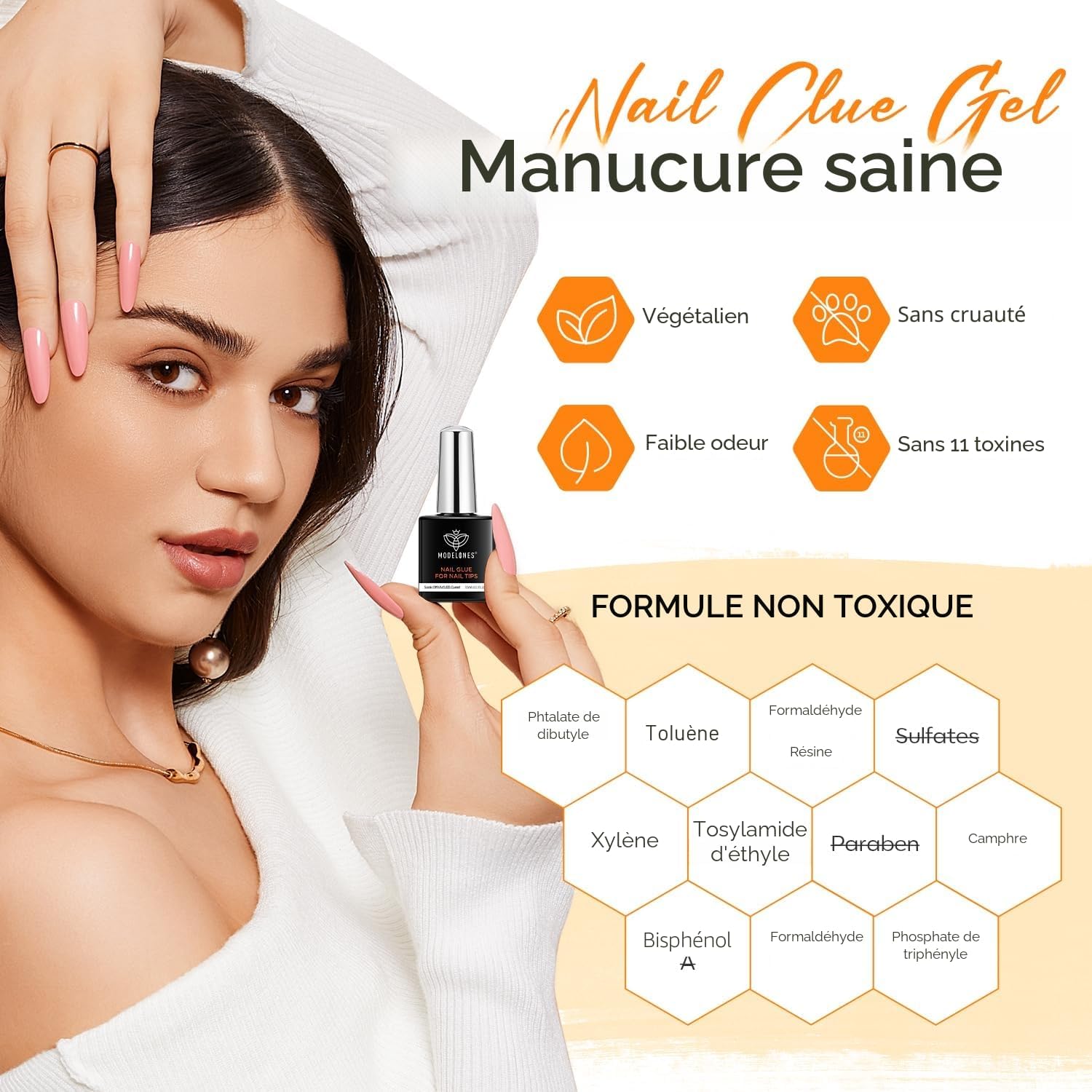 Detalle de Modelones Colle pour faux ongles – Gel d’extension polyvalent 15 ml