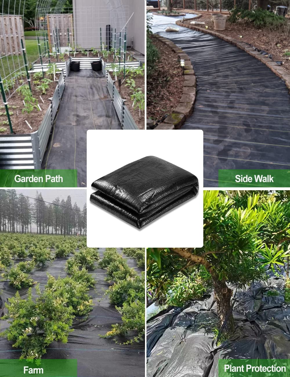 Detalle de wohohoho 10ft x 33ft Weed Control Membrane: Heavy-Duty Landscape Fabric for Garden Paths and Beds