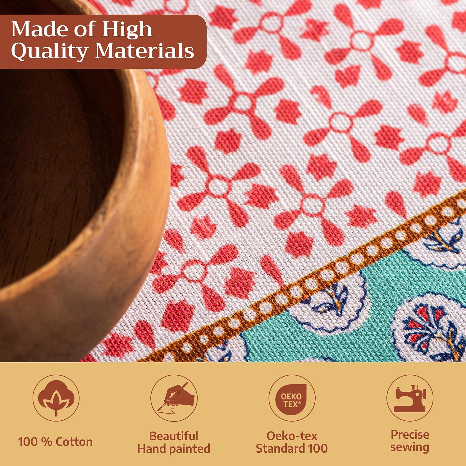 Detalle de Maison d' Hermine 54x72" Rectangle Cotton Tablecloth with Provence Watercolor Pattern