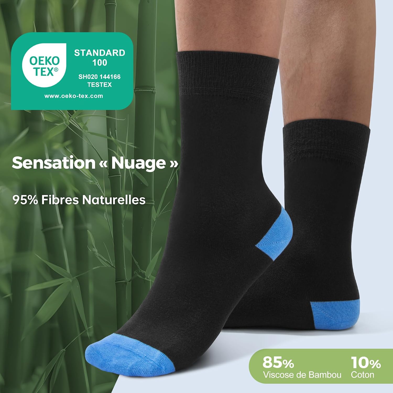 Detalle de FALARY Homme Chaussettes Bambou Anti-Transpiration et Anti-Odeur – Lot 6 (43-46) Multicolore, sans couture