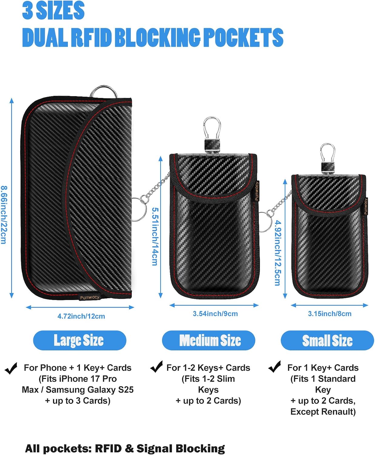 Detalle 2 de Punwocy Faraday Key Fob Pouch, 2-Pack