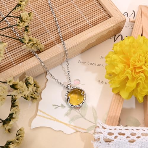 Thumbnail 4 de Weviway Circle Citrine Pendant Necklace, Silver Cable Chain – 45 cm