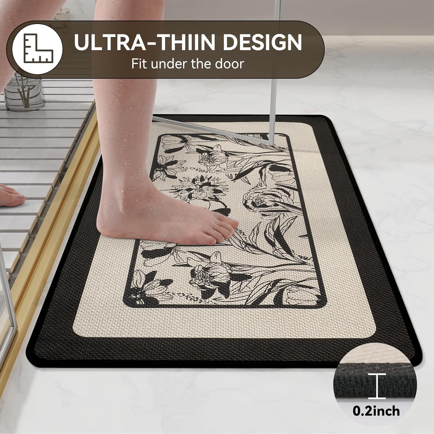Detalle de YDKGL Ultra Thin Bath Mat with Rubber Backing