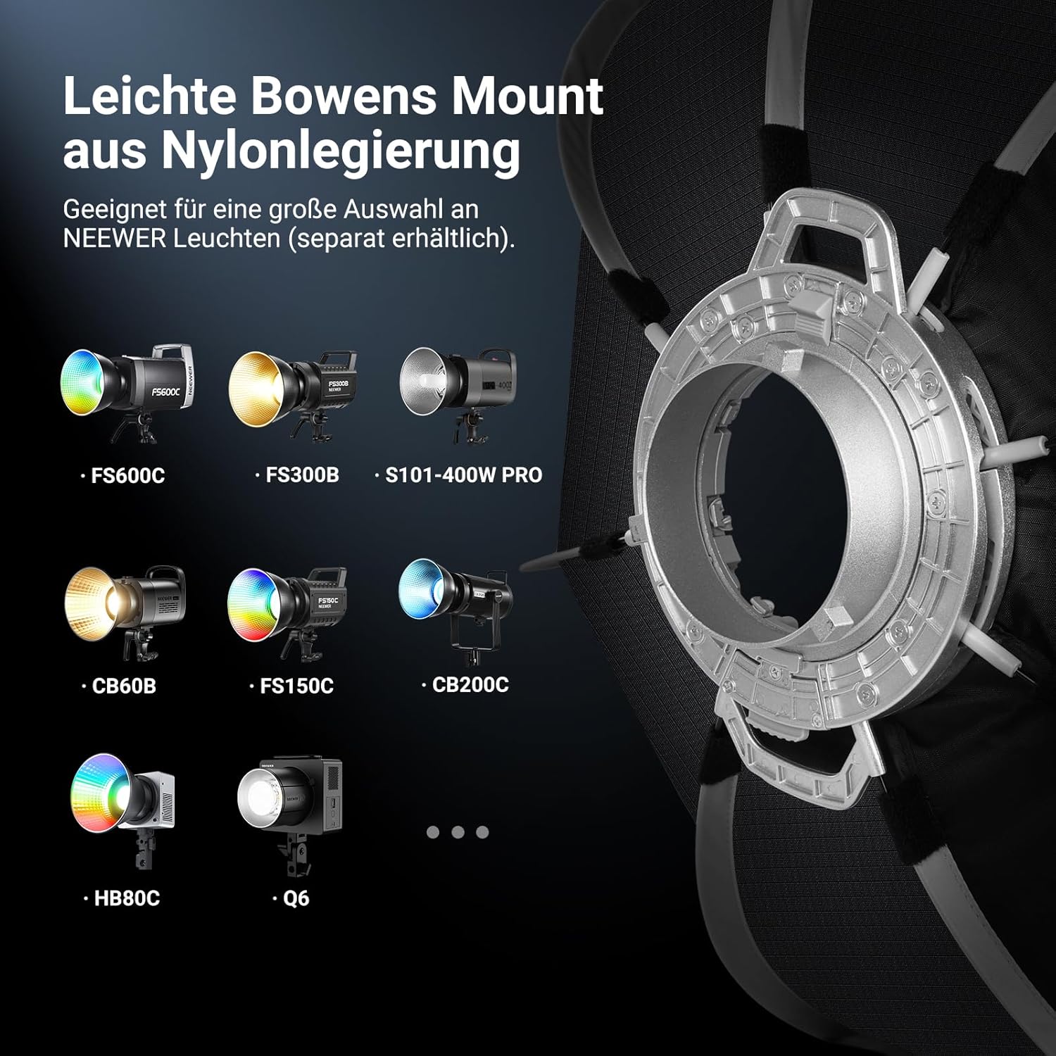 Thumbnail 5 de NEEWER Basics Parabolische Softboxen 90 cm (Bowens Mount) – mit Honeycomb Grid, Diffusoren und Tasche