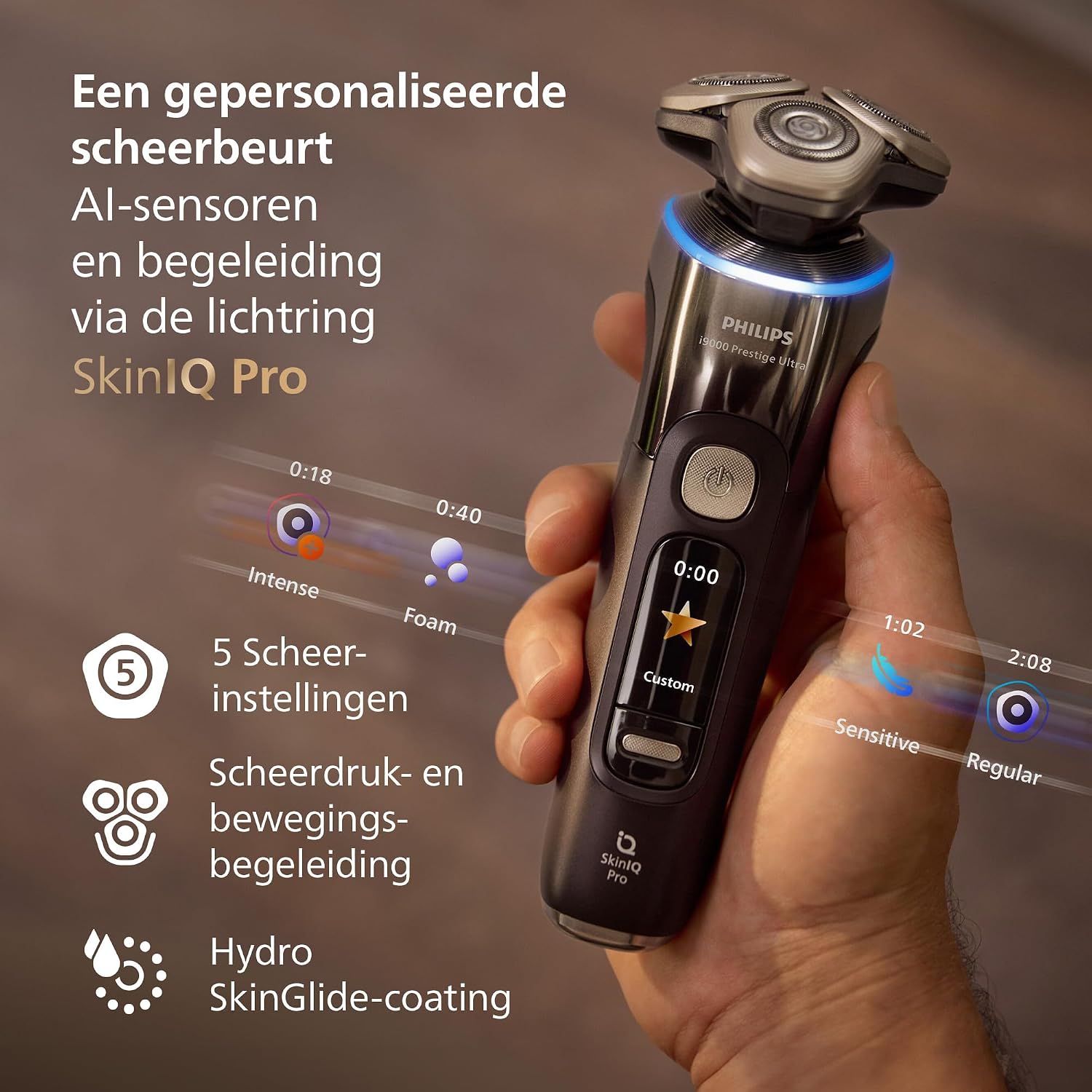 Detalle 2 de Philips i9000 Prestige Ultra XP9405/31 nat- en droogscheerapparaat met 5 standen