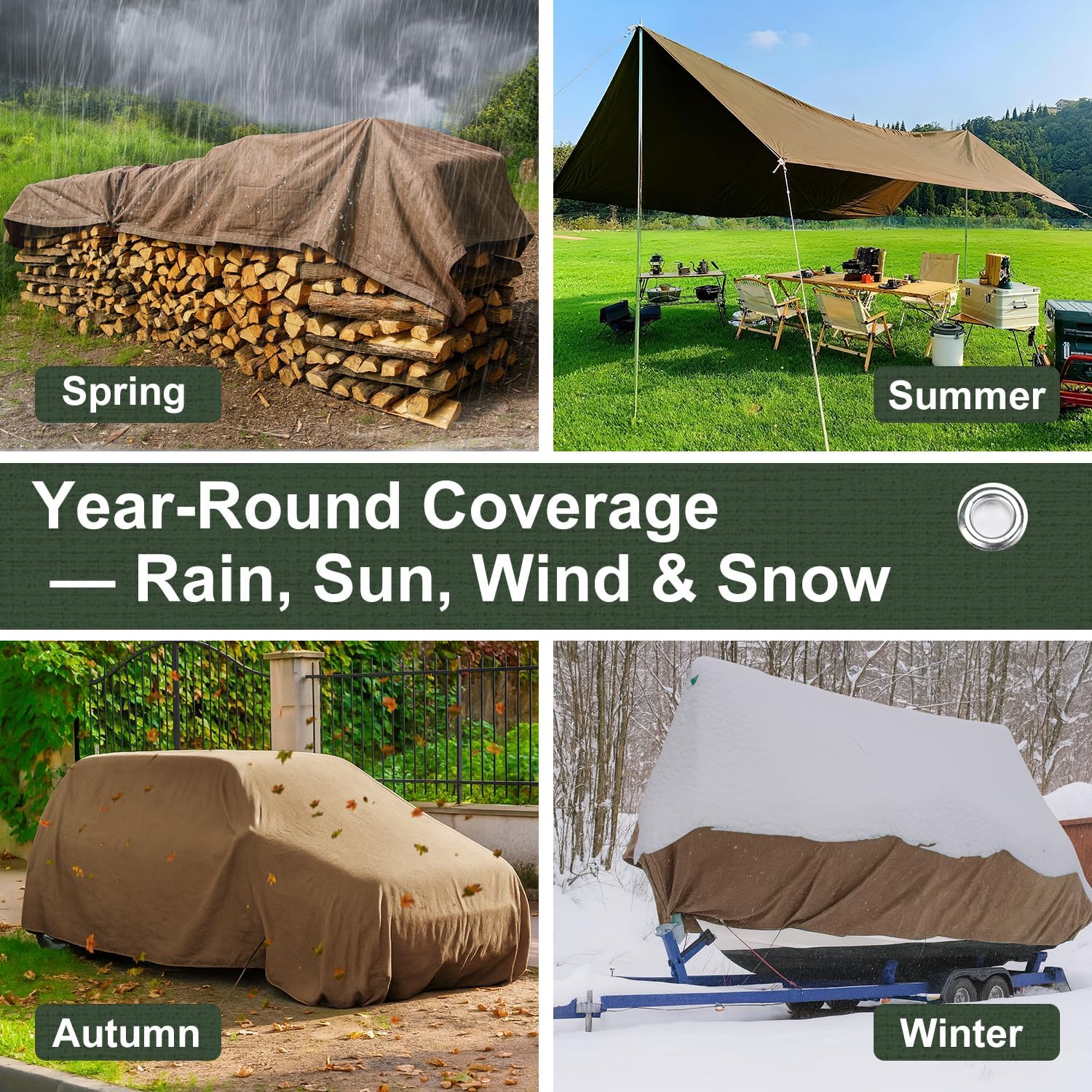 Detalle 2 de Patiobay Canvas Tarp 12x20 Feet - Heavy-Duty 12 oz Water Resistant with Rustproof Grommets