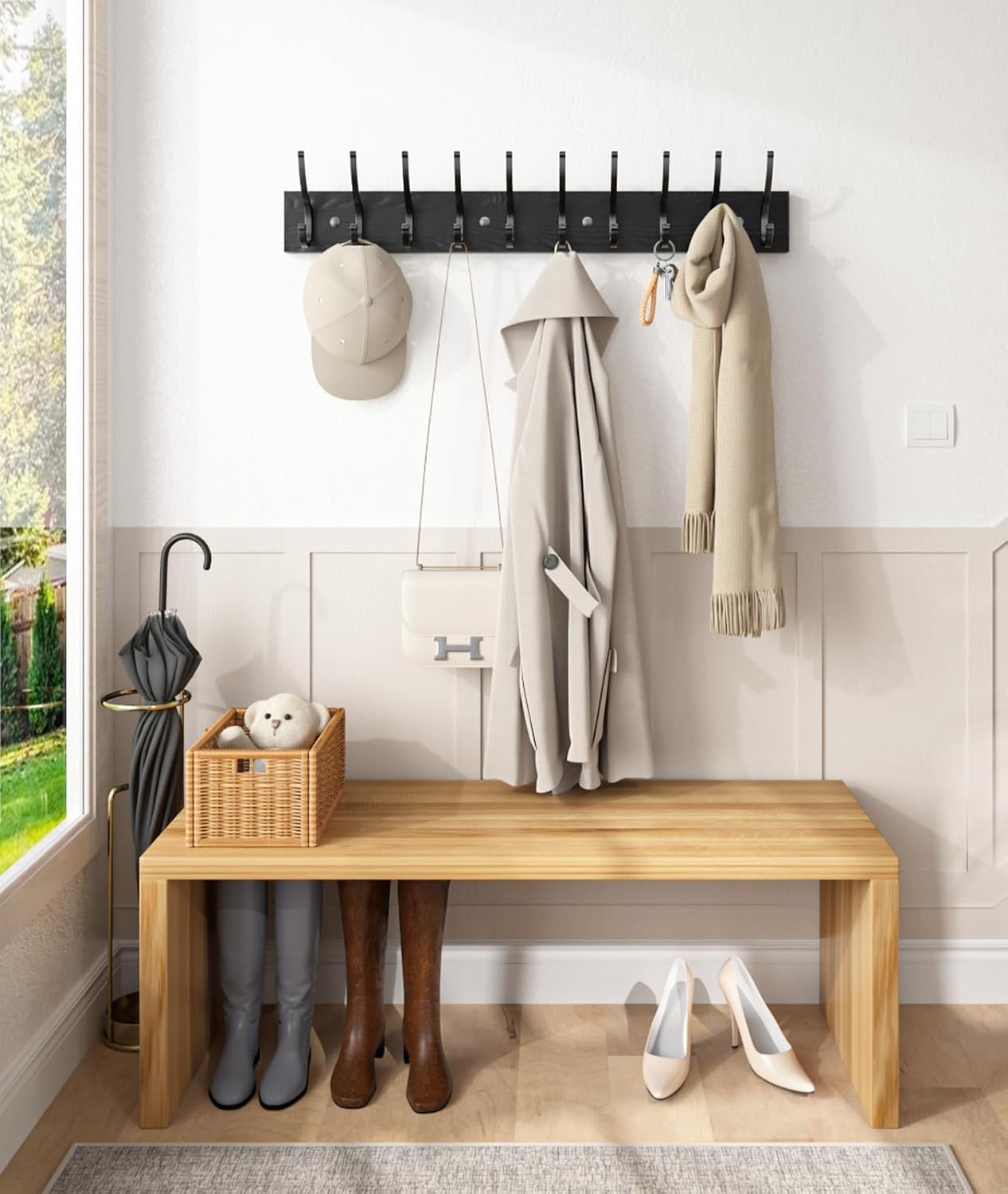 Detalle 1 de Optish Wall-Mounted Coat Rack, 16.1-Inch