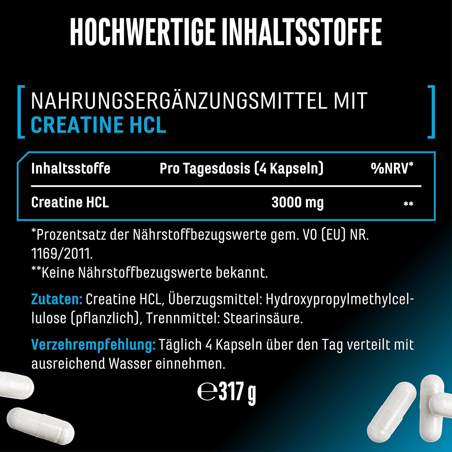 Thumbnail 5 de Creatine HCL 365 Kapseln 3000 mg pro Tag
