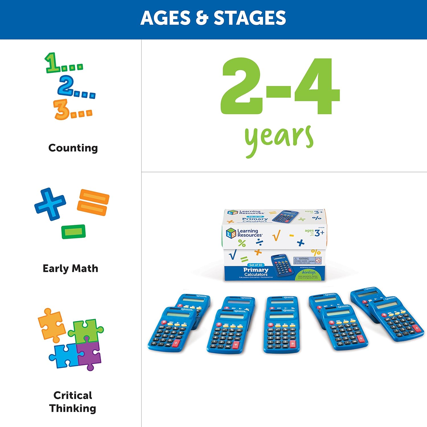 Detalle de Learning Resources Primary Calculator (Set of 10) — practical classroom maths tool