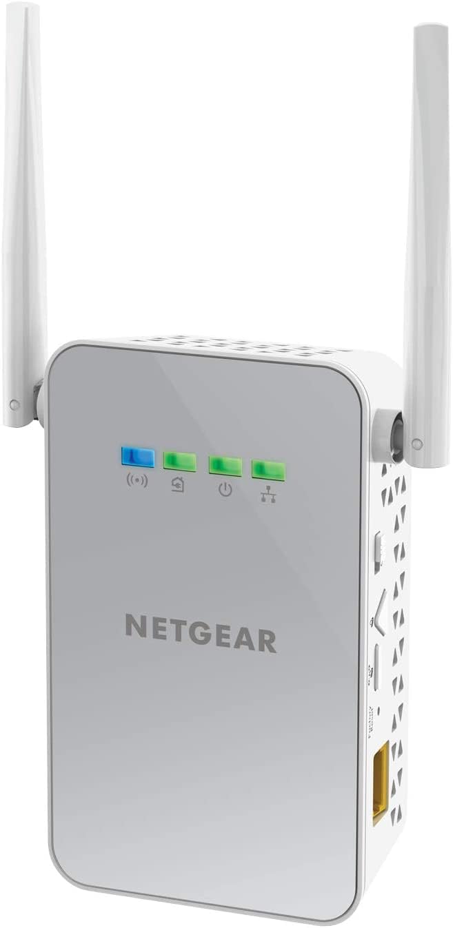 Detalle de Netgear PLW1000-100PES Adattatori Powerline AV1000 + Wireless AC Dual Band, 2 Porte Gigabit (2 pezzi) – Bianco