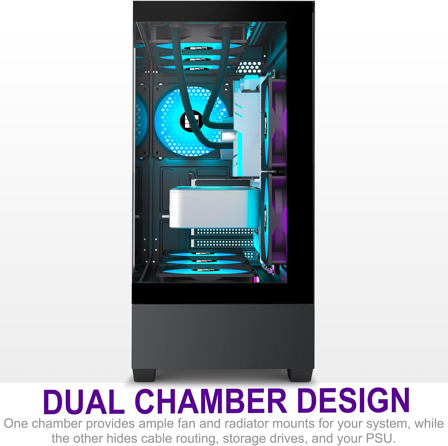 Detalle 2 de FOIFKIN F1 ATX PC Case – 6 PWM ARGB Fans, 270° Panorama Tempered Glass, ATX Mid-Tower
