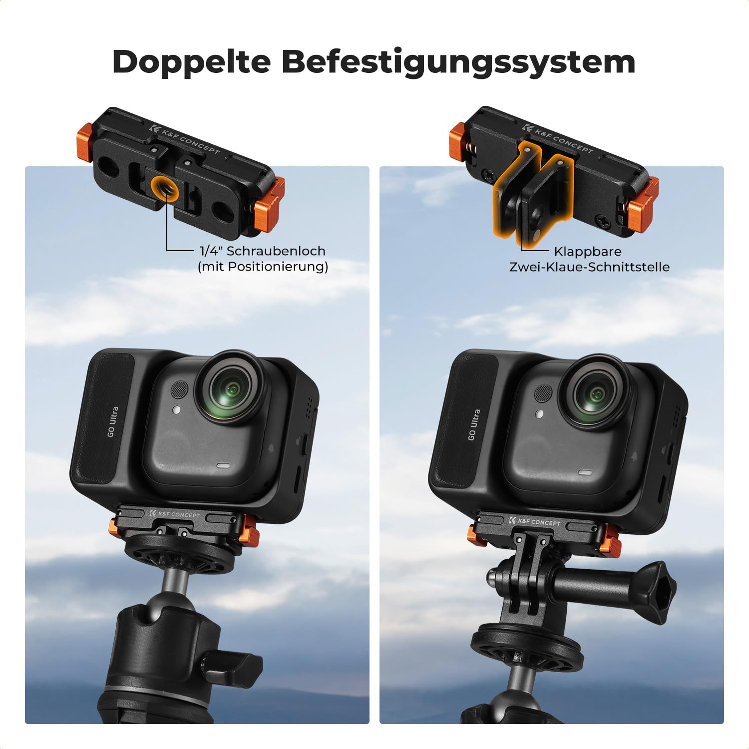 Thumbnail 2 de K&F CONCEPT Magnetischer Schnellverschluss-Adapterhalter für Insta360 Go Ultra (1/4-Zoll)