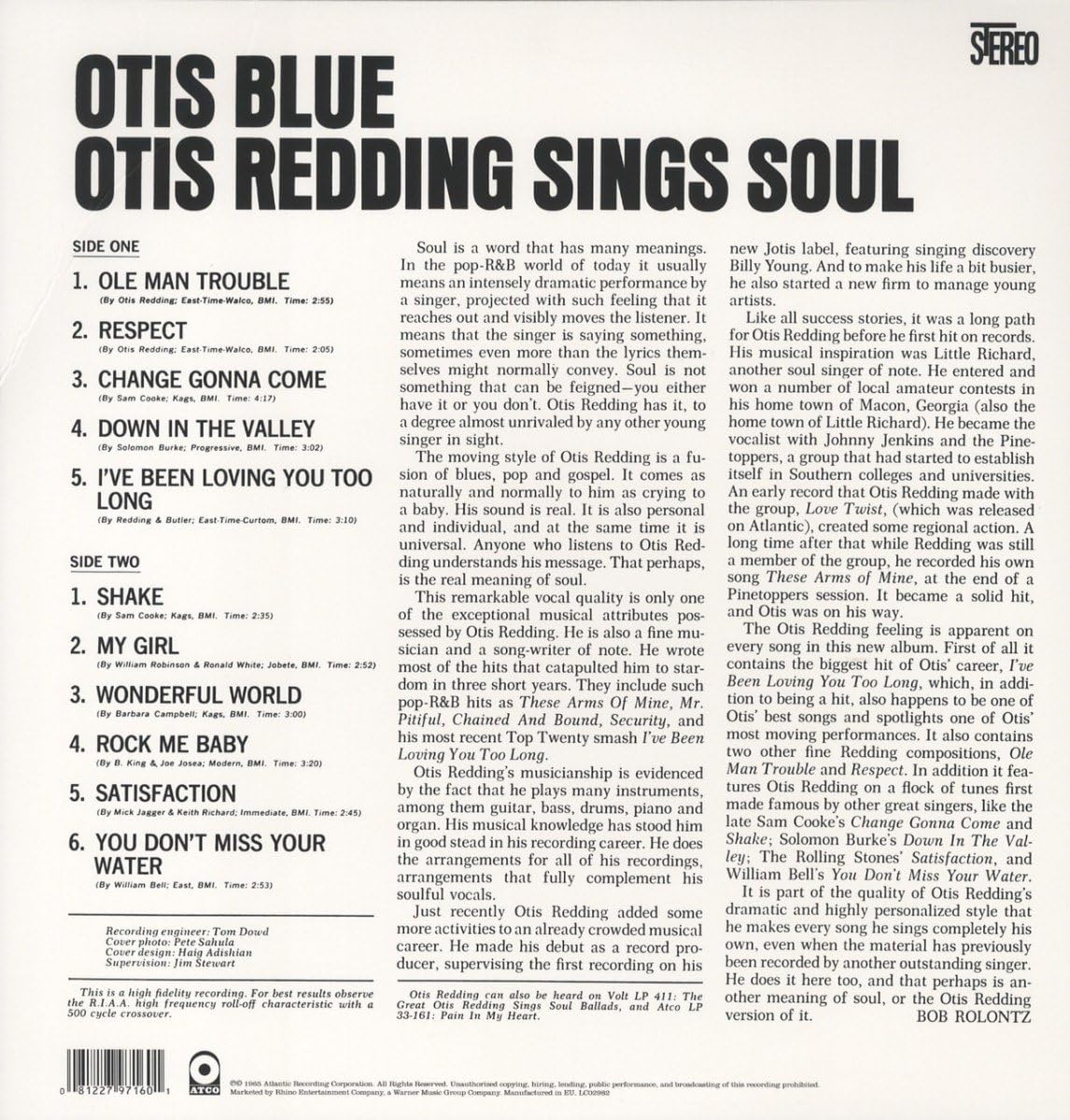 Thumbnail 1 de Otis Redding Otis Blue Vinyl LP Record