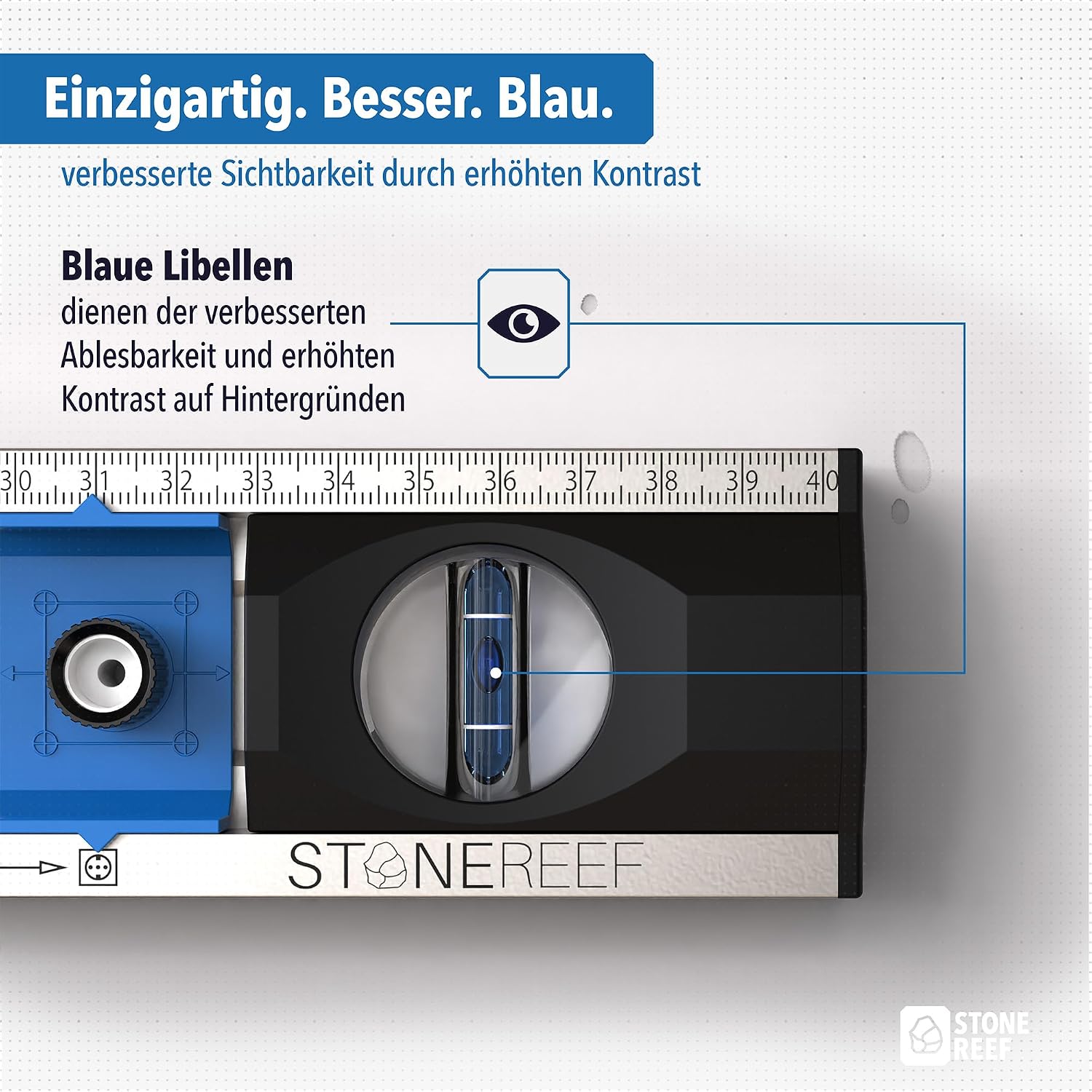 Detalle de Elektriker Wasserwaage 40 cm – Präzisions-Wasserwaage für Steckdosen & Renovierung mit verschiebbaren Bohrlöchern