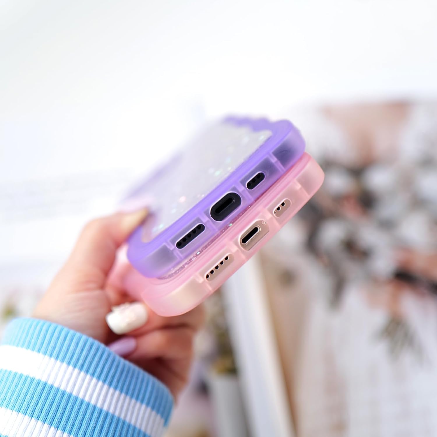 Detalle de Cyberowl Cyberowl iPhone 13 Case, Pink Glitter TPU with Raised Edges