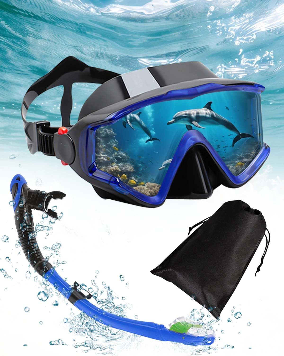Thumbnail 6 de Lorrtta Snorkel Set for Adults: 180° Panoramic Mask with Dry Top Snorkel