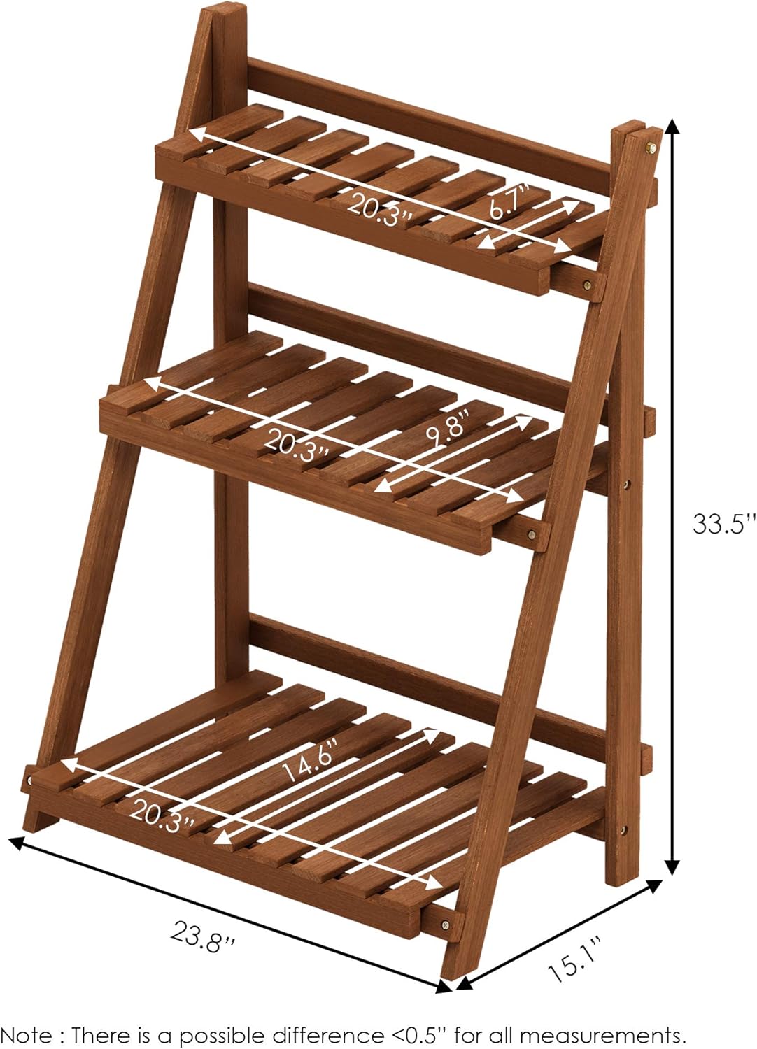 Thumbnail 1 de Furinno TIOMAN 3-Tier outdoor plant stand in natural Meranti wood