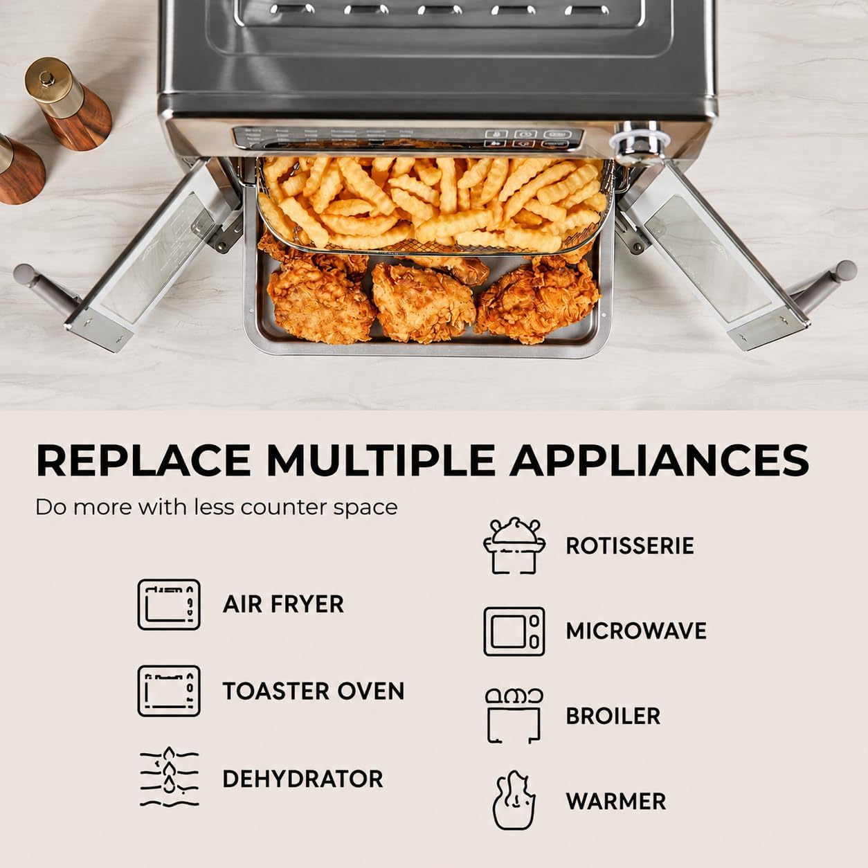 Detalle 2 de Emeril Lagasse Extra Large Toaster Oven Air Fryer, 24 Functions 🍽