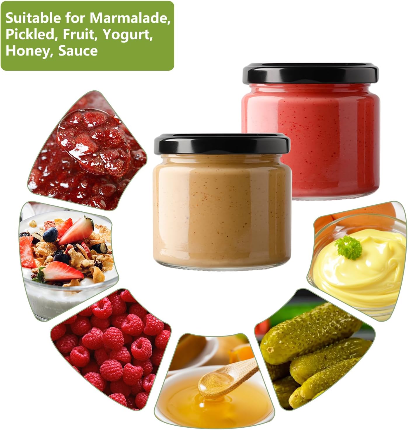 Detalle de YBCPACK 150ml jampotten, set van 24 glazen potjes met schroefdeksel