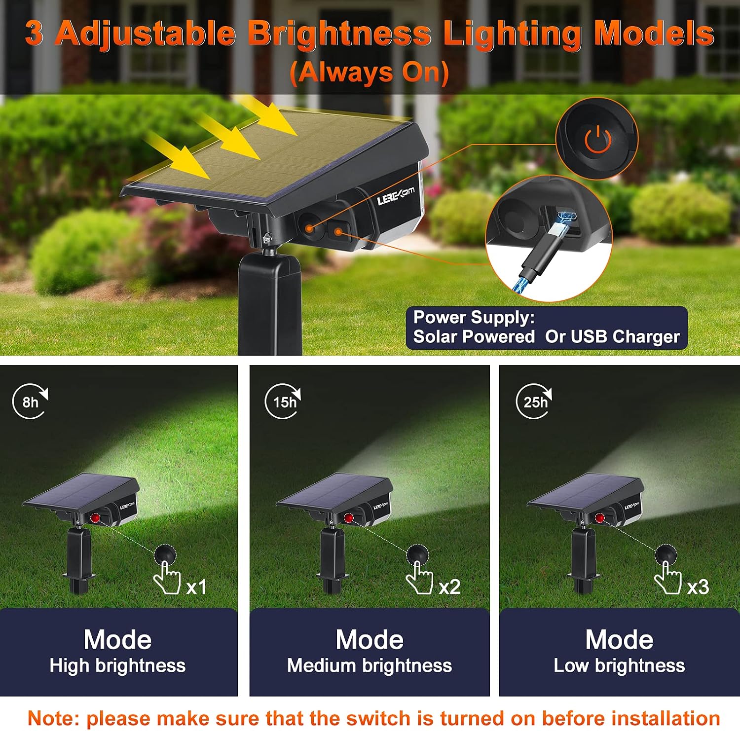 Detalle 2 de LEREKAM C2 Solar Spotlights, 40-LED Cool White, IP65, 2-Pack