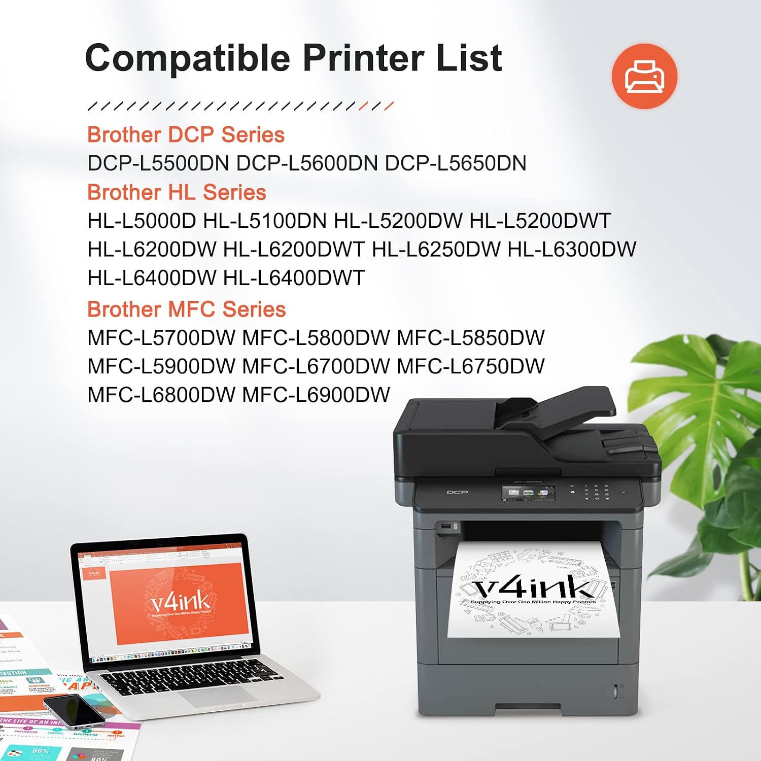 Detalle 2 de v4ink TN8504PK Black Toner Cartridge 4-Pack, 8,000-Page Yield Each