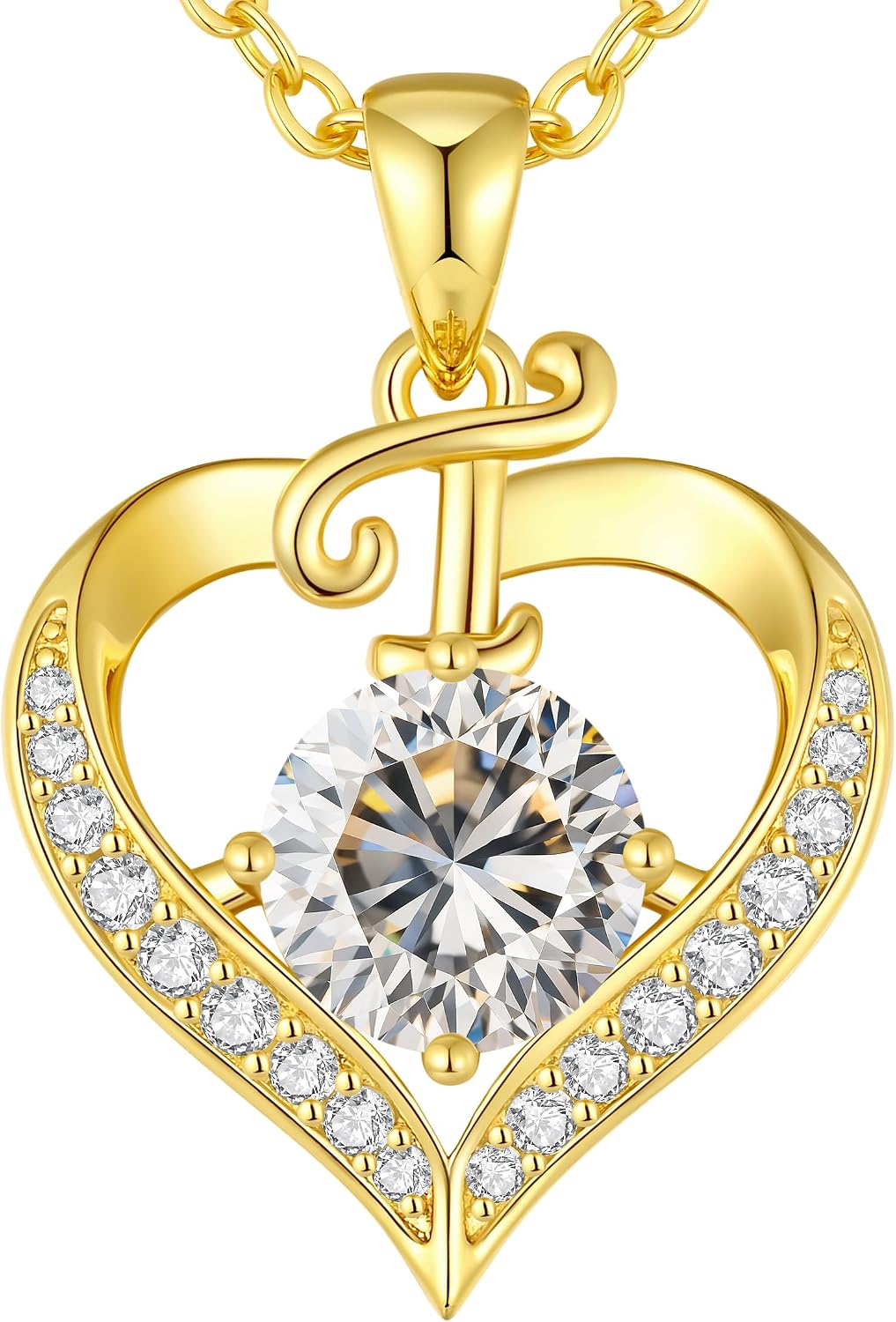 Detalle de Collier personnalisé LOUISA SECRET avec initiales en capitales et pendentif cœur d’amour, plaqué or 18K