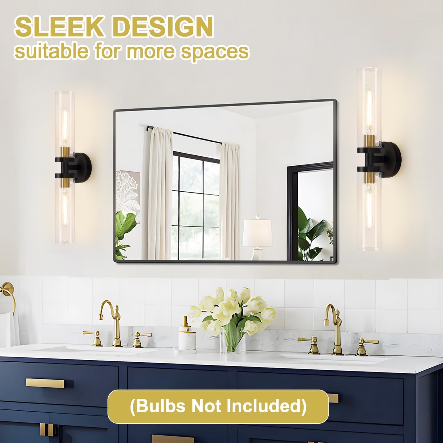 Thumbnail 6 de Indoi Wall Sconces 22" Black Gold Set
