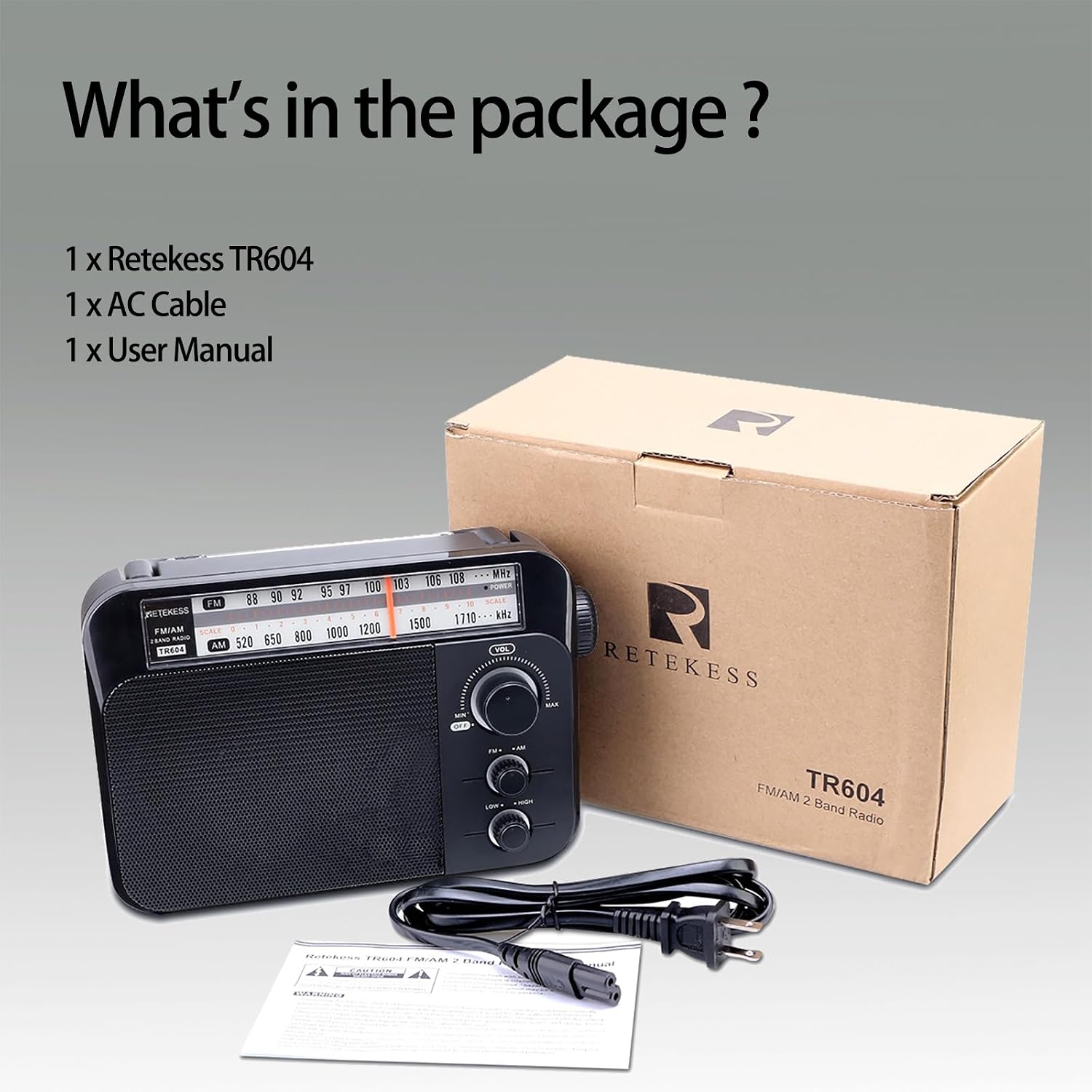 Thumbnail 5 de Retekess TR604 AM/FM Radio with Large Dial, Dual Power, and Earphone Jack