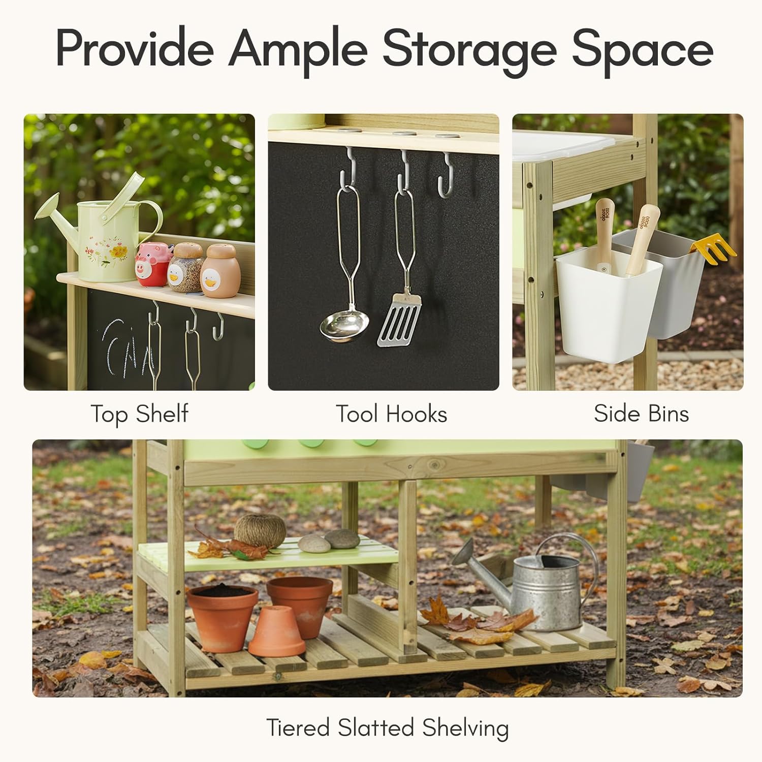 Thumbnail 6 de Giant Bean Mud Kitchen for Kids Outdoor: Wooden Play Kitchen with 4.8L Water Tank