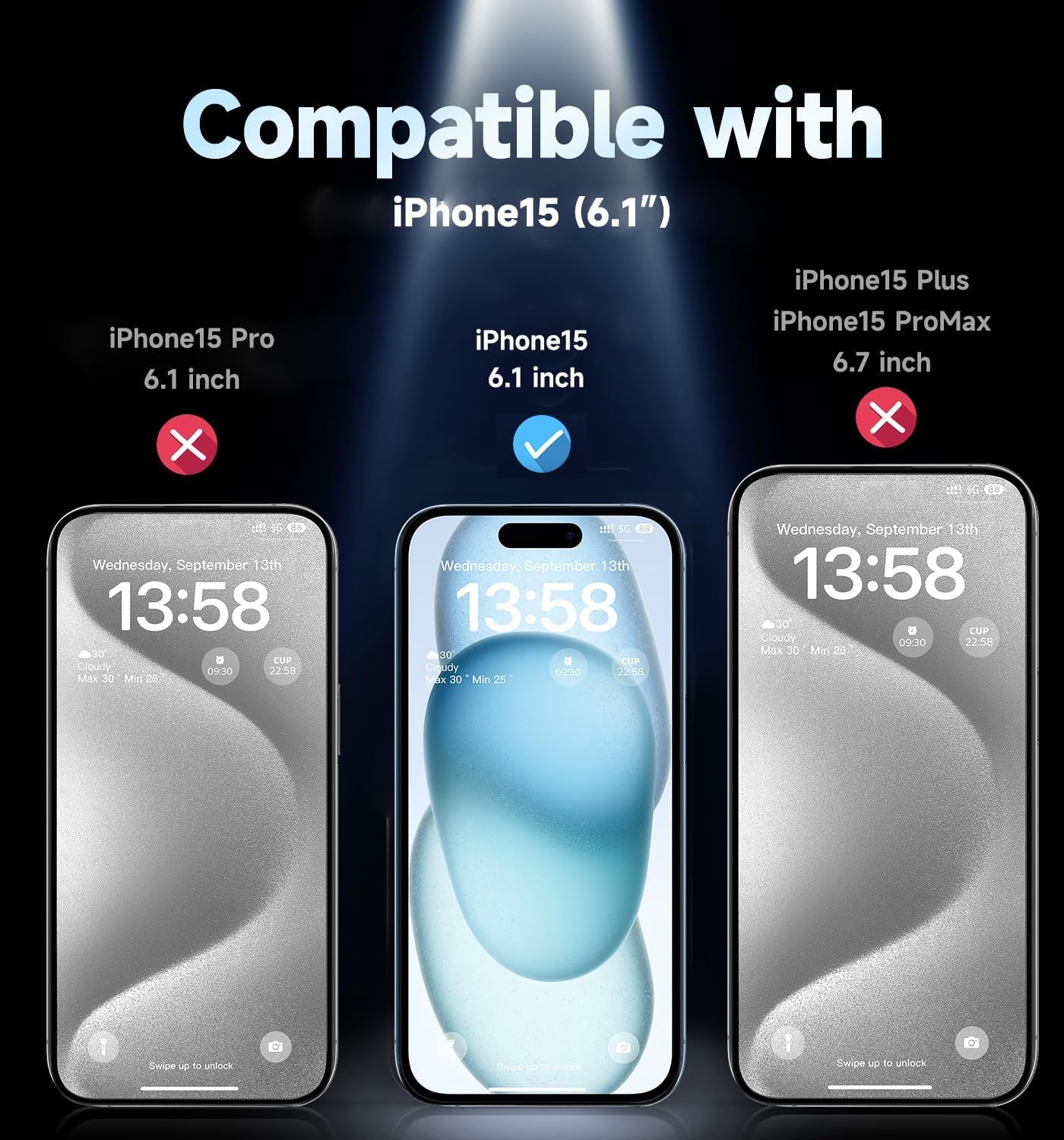 Detalle 2 de MAGIC JOHN iPhone 15 screen protector 2-pack