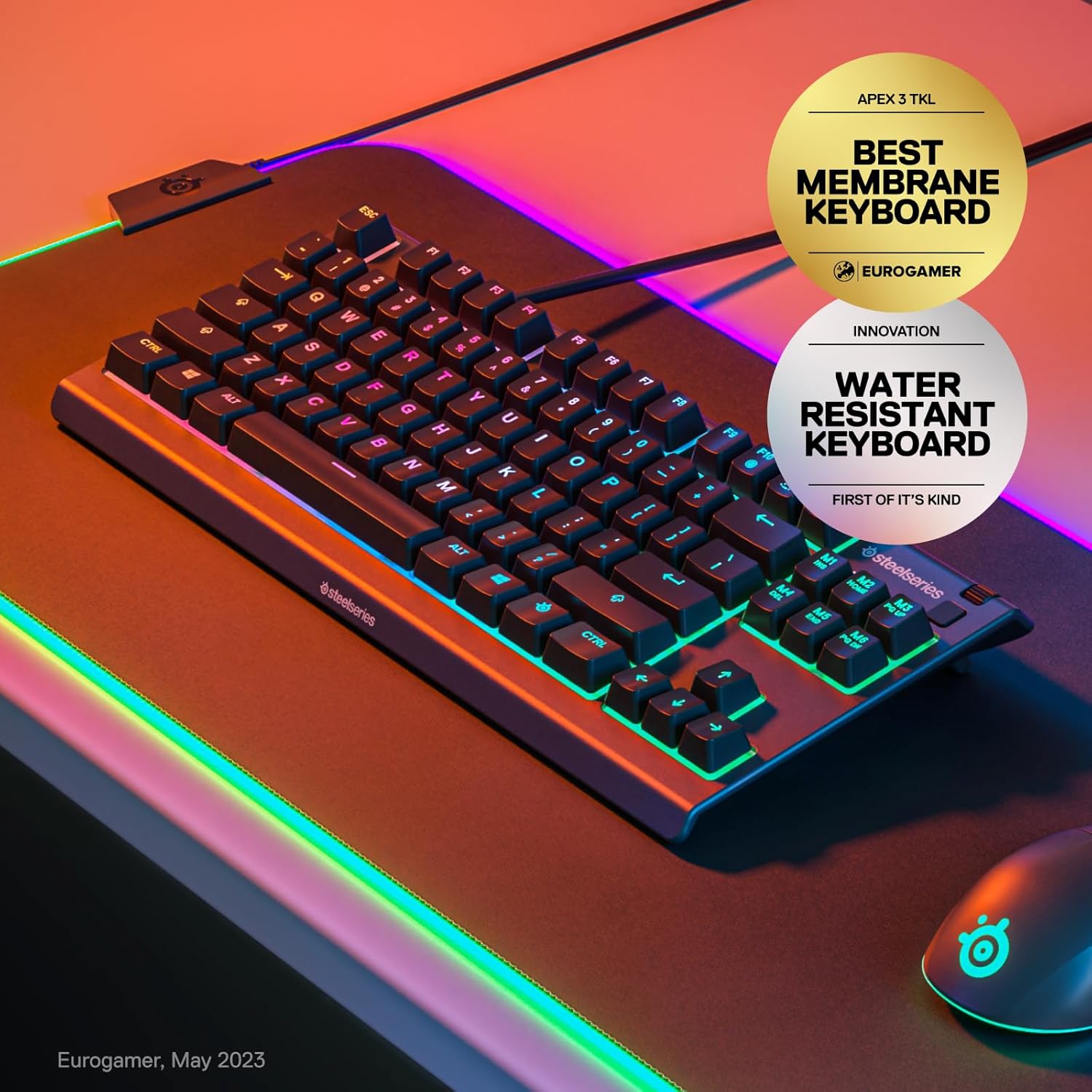 Thumbnail 1 de SteelSeries Apex 3 TKL – Silent, IP32, RGB, US QWERTY Tenkeyless Gaming Keyboard