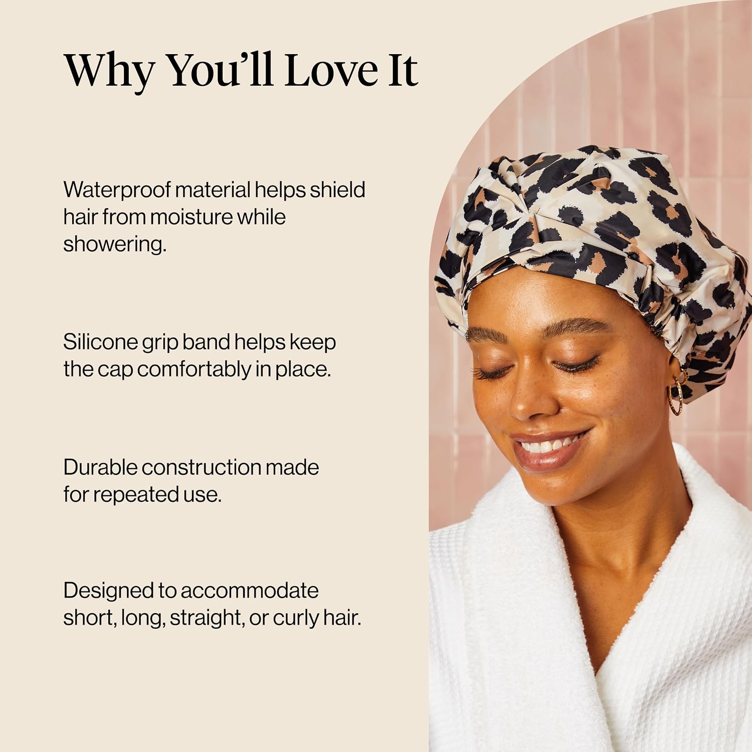 Thumbnail 4 de Kitsch Luxury Leopard Shower Cap for Women — Reusable, Waterproof & Non-Slip