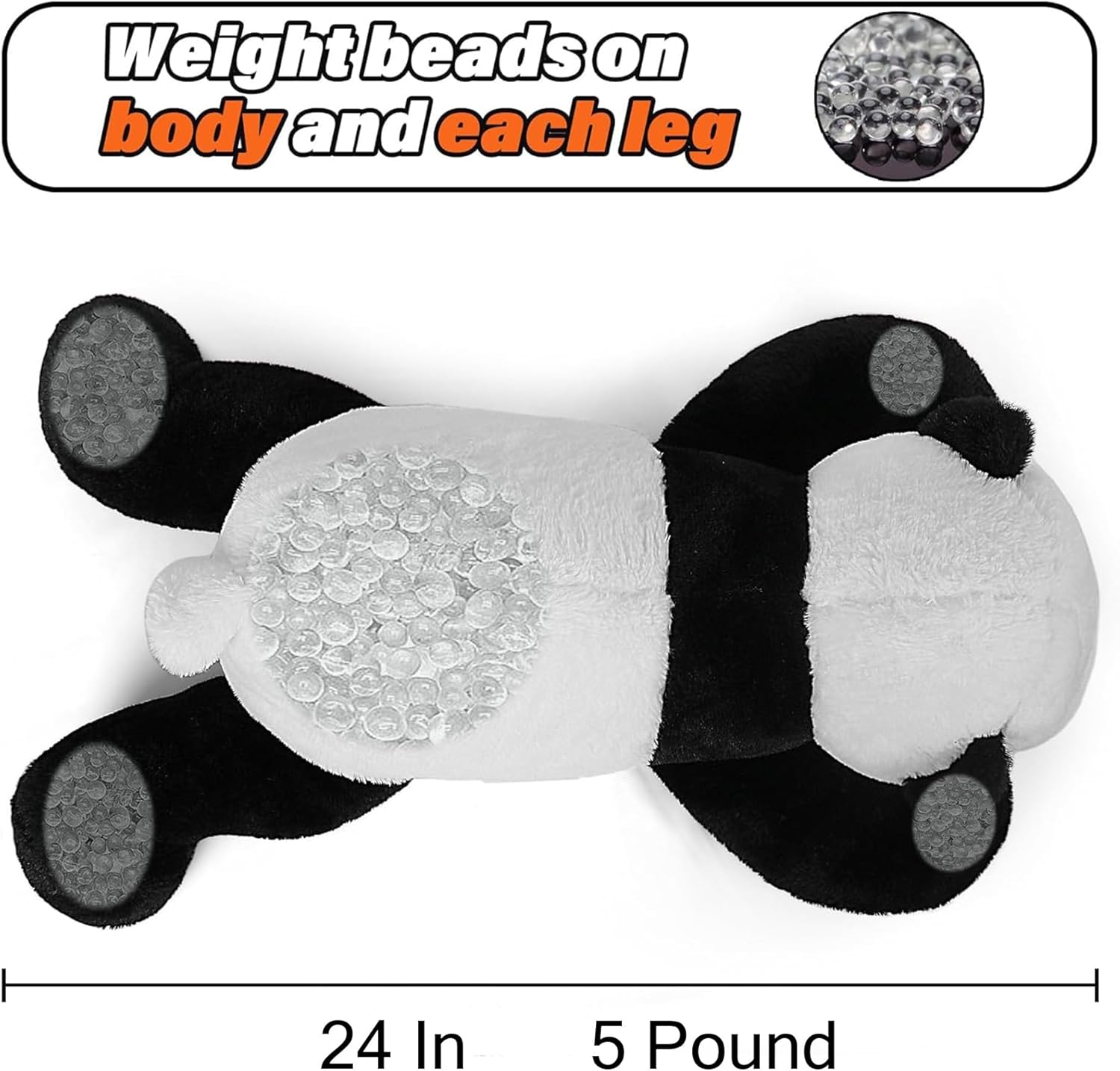Thumbnail 1 de JellyMallow 24" 5 lbs Weighted Stuffed Panda Plush (Weighted Sensory Pillow)