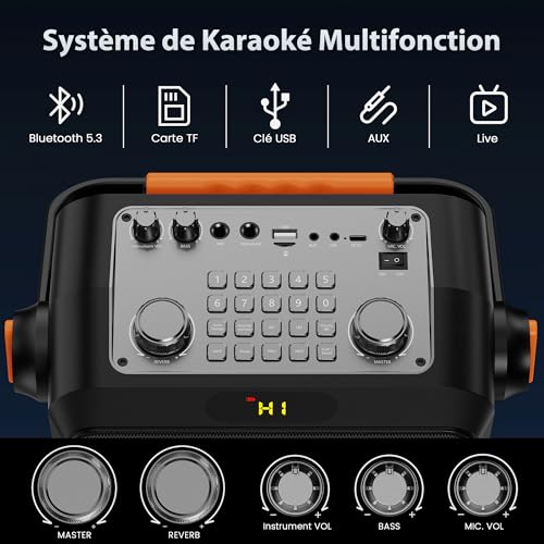 Detalle de JYX T19-T Karaoké sans Fil : 2 micros, 80 W, EQ IA et Bluetooth 5.3