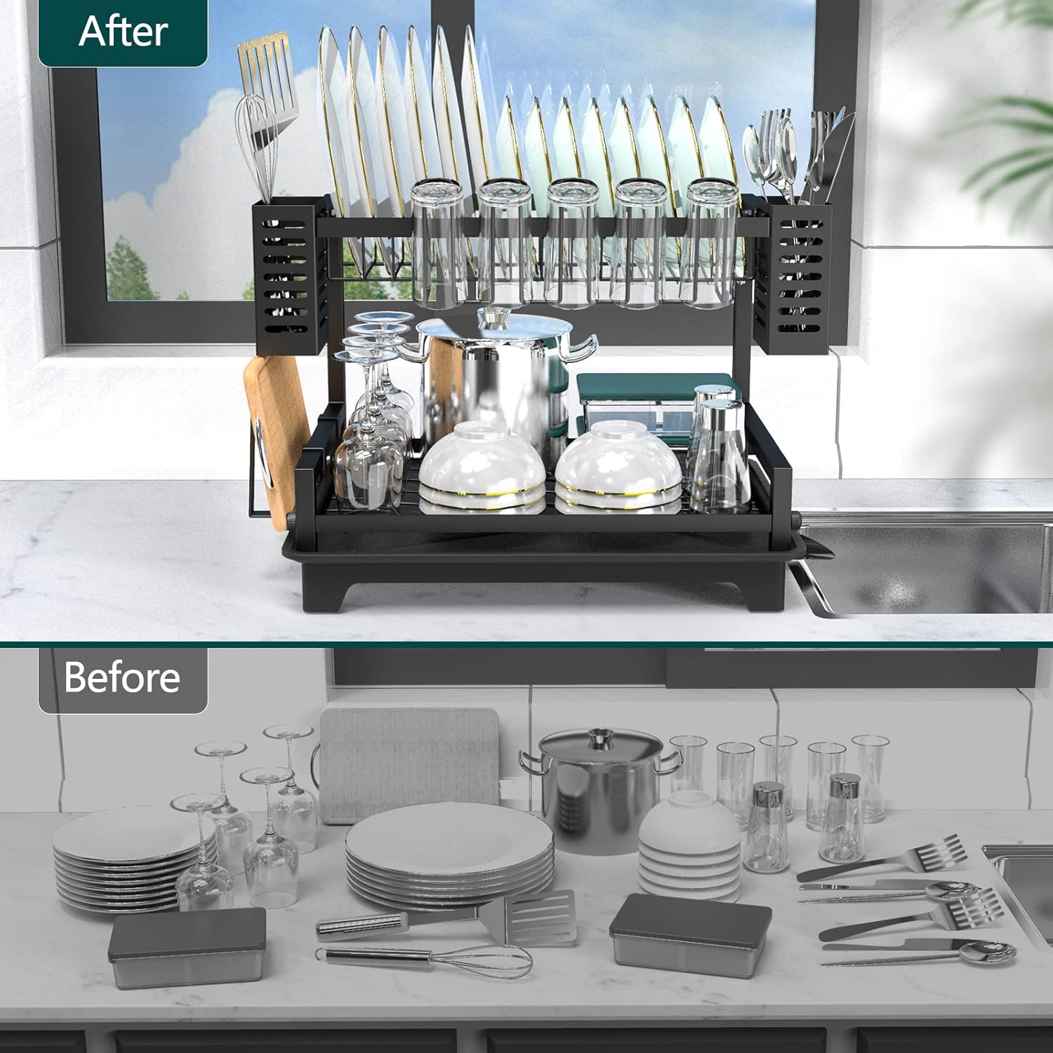 Thumbnail 4 de B-Land 2-Tier Dish Drying Rack