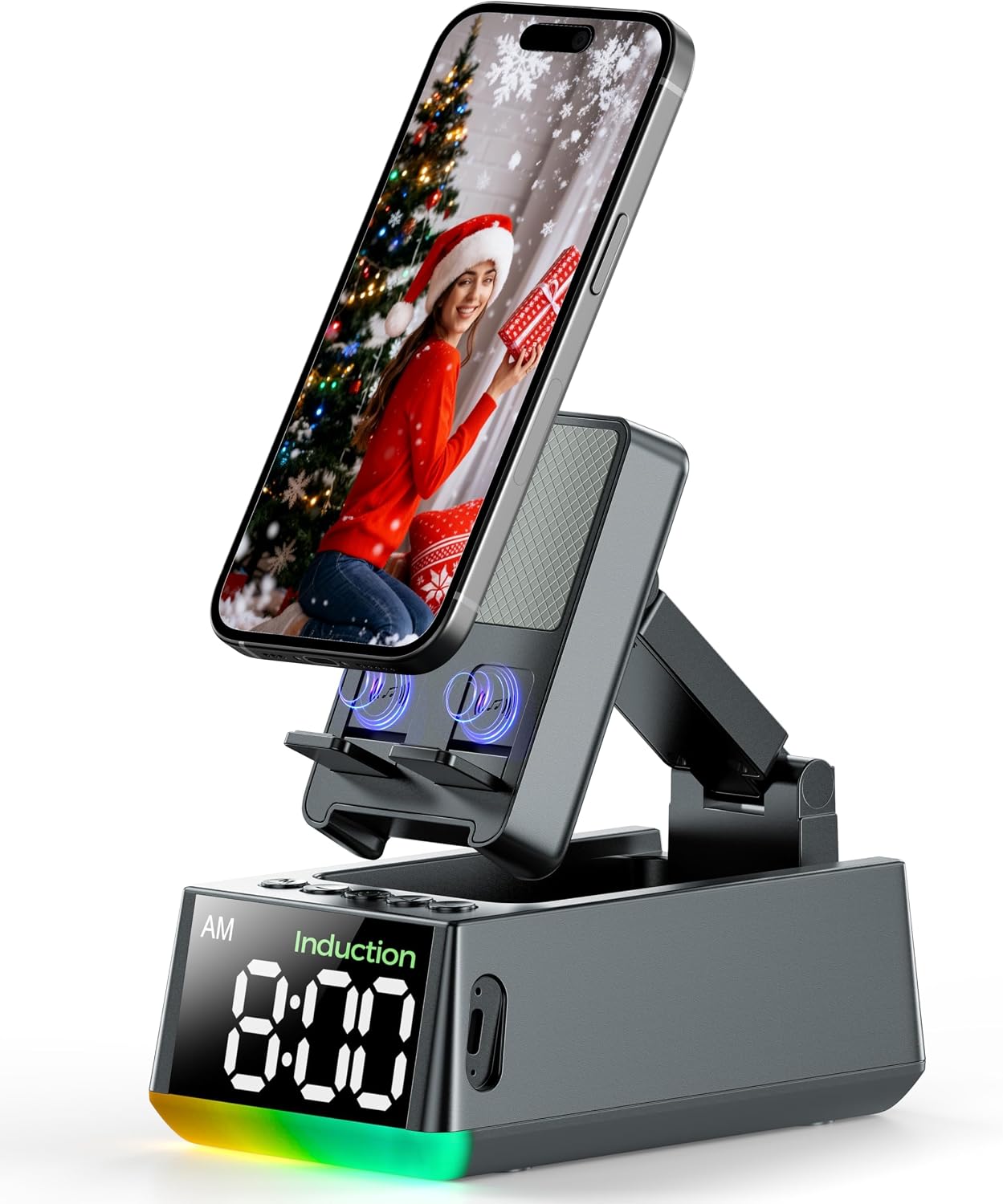 Detalle de BBL Bluetooth Speaker Phone Stand (White) — induction cell phone stand with louder, clearer audio