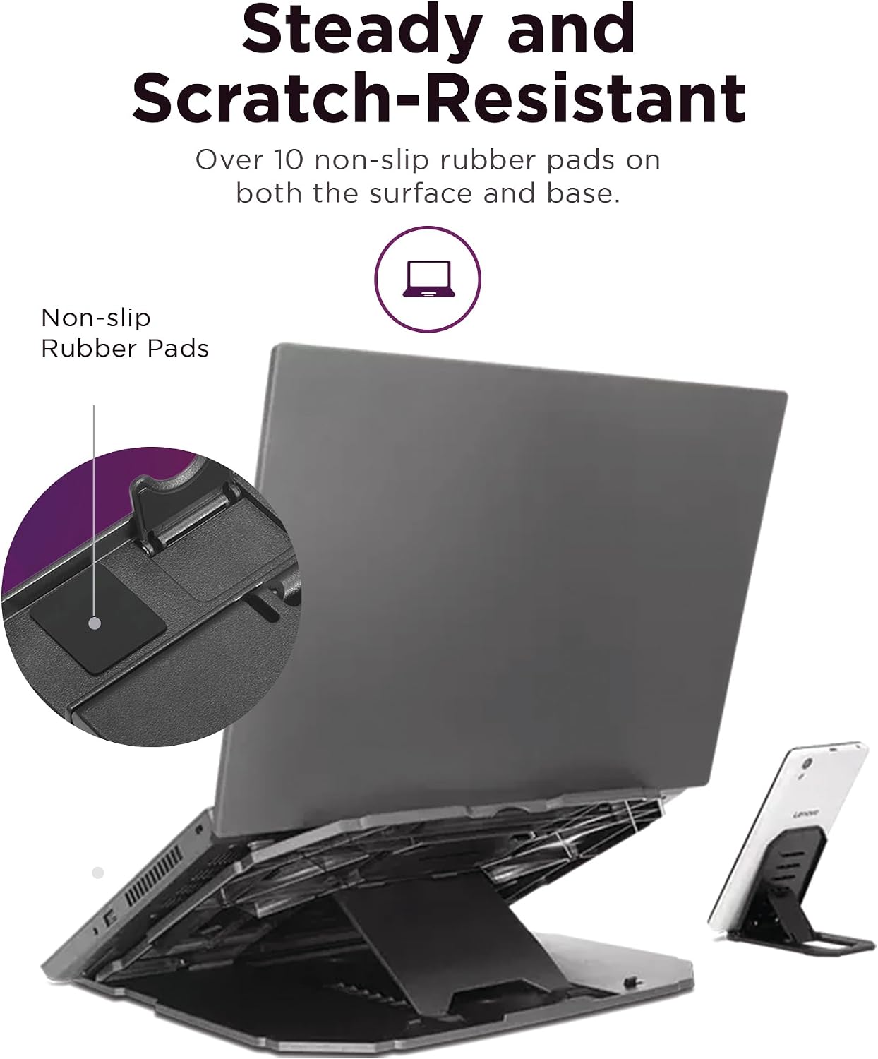 Detalle 2 de Lenovo 2-in-1 Laptop Stand (GXF0X02619) with 10-level height adjustment