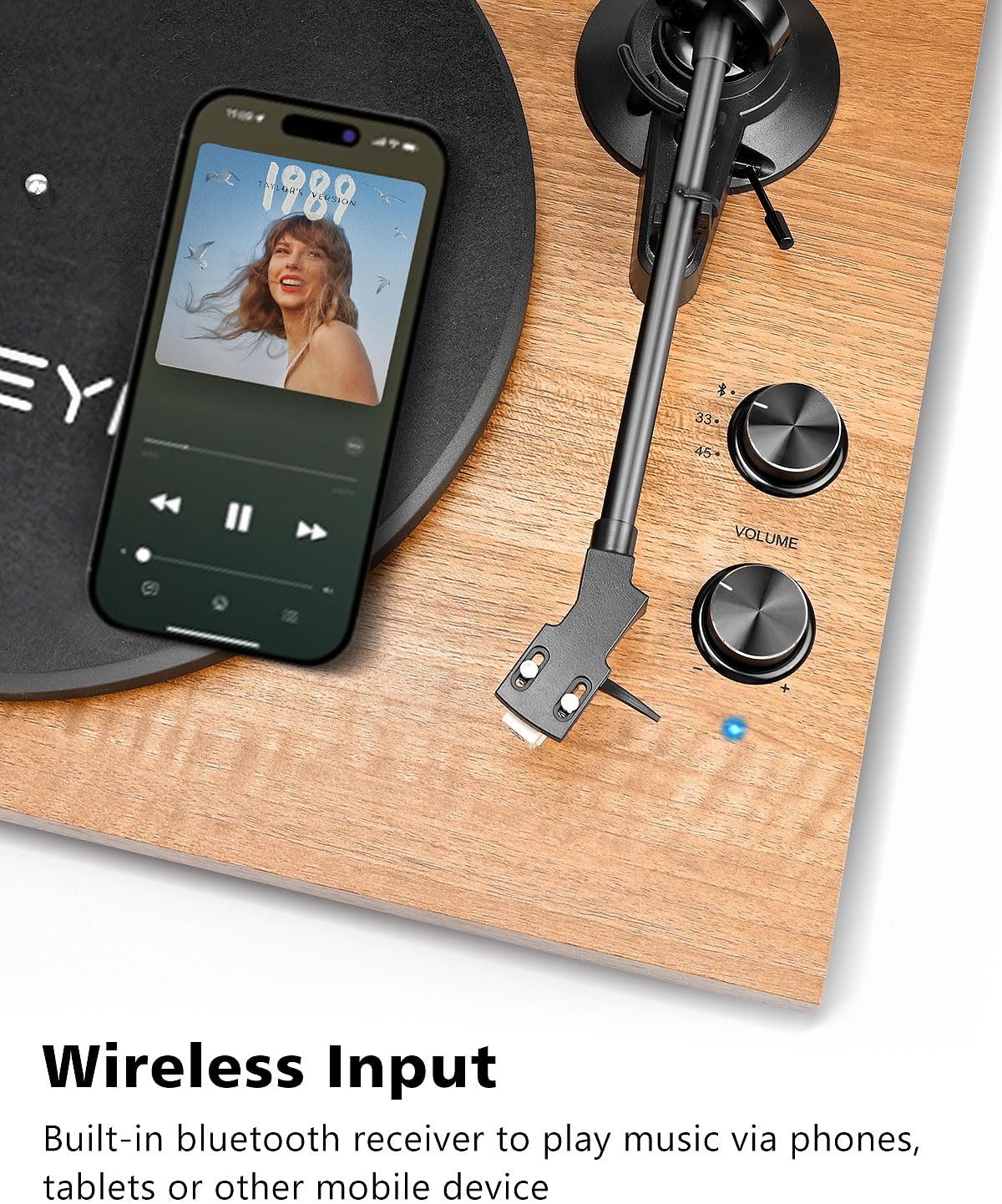 Thumbnail 4 de Bluetooth Vinyl Record Player with 36W Stereo Bookshelf Speakers, USB Recording & Auto Stop